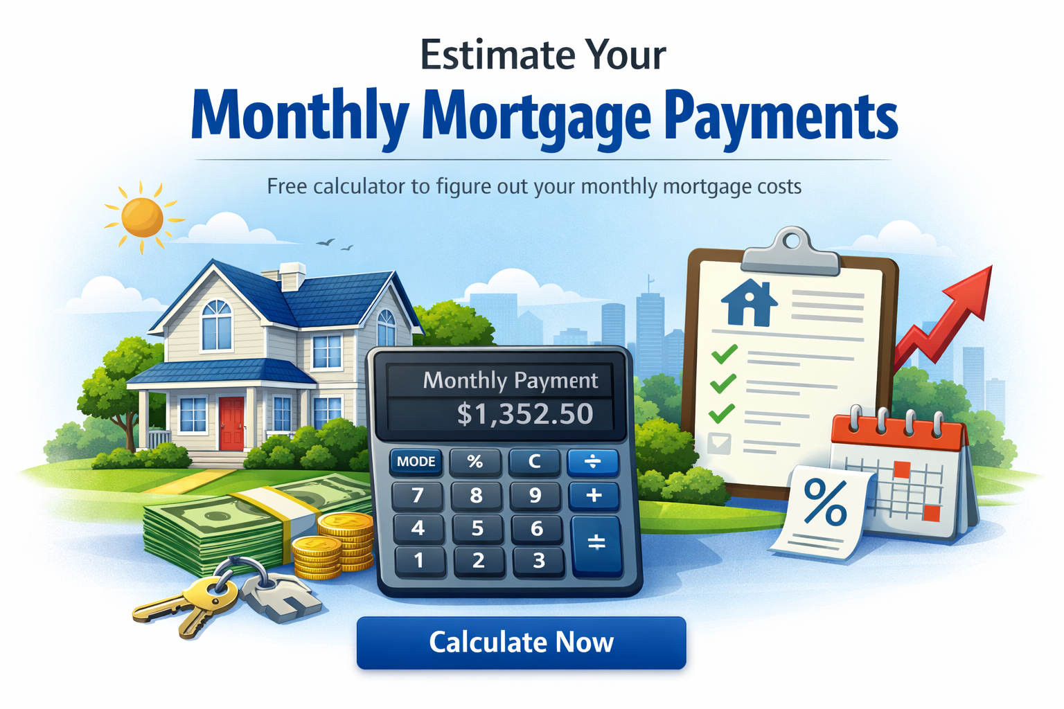 Mortgage Calculator Mortgage calculator showing estimated monthly home loan payments