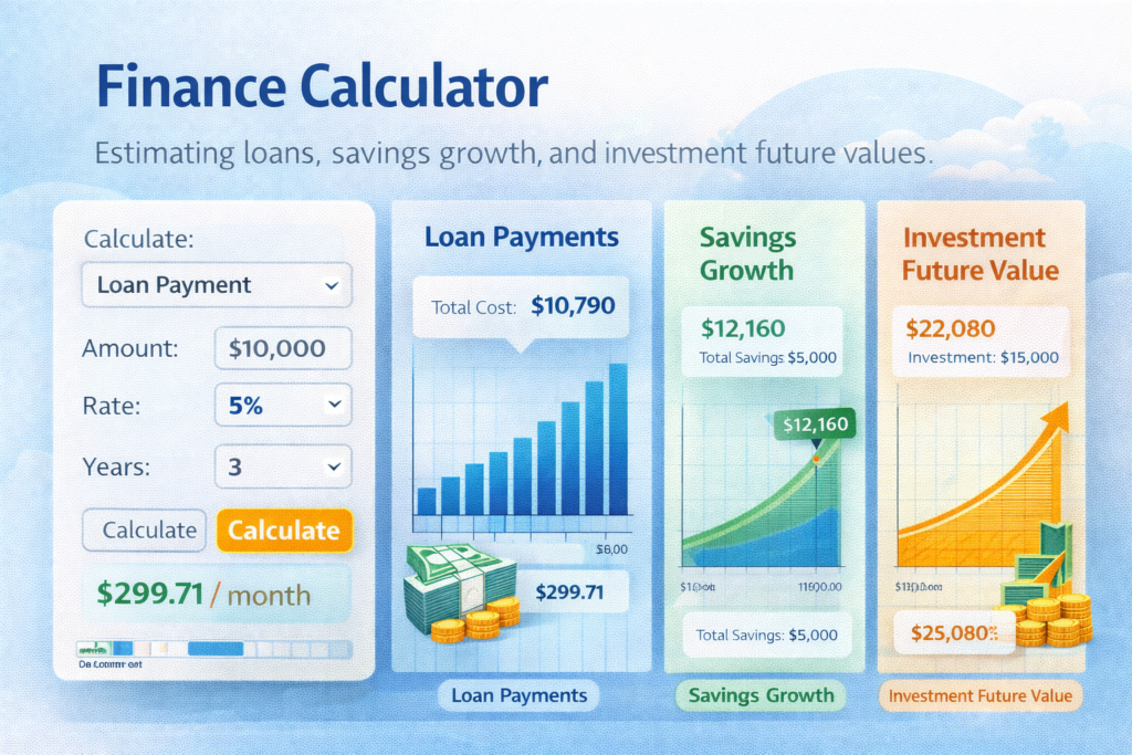 Finance Calculator – Estimate Loans, Savings & Investment